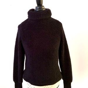 Athleta Nirvana Funnel-Neck Black Fuzzy Sweater